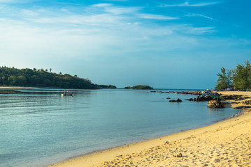 Folk fishing boat Morning coast