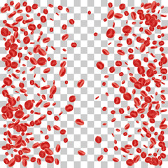 Red blood cell flowing in vein or artery. Vector illustration on transparent background. Healthcare and medical zoom concept.