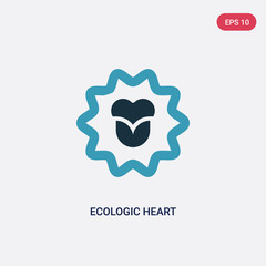 two color ecologic heart vector icon from user interface concept. isolated blue ecologic heart vector sign symbol can be use for web, mobile and logo. eps 10