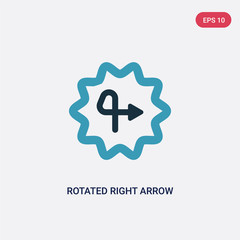 Obraz premium two color rotated right arrow with broken line vector icon from user interface concept. isolated blue rotated right arrow with broken line vector sign symbol can be use for web, mobile and logo. eps