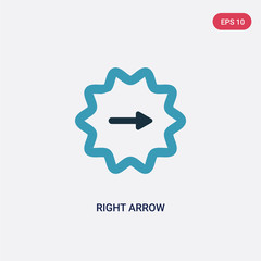 two color right arrow vector icon from user interface concept. isolated blue right arrow vector sign symbol can be use for web, mobile and logo. eps 10