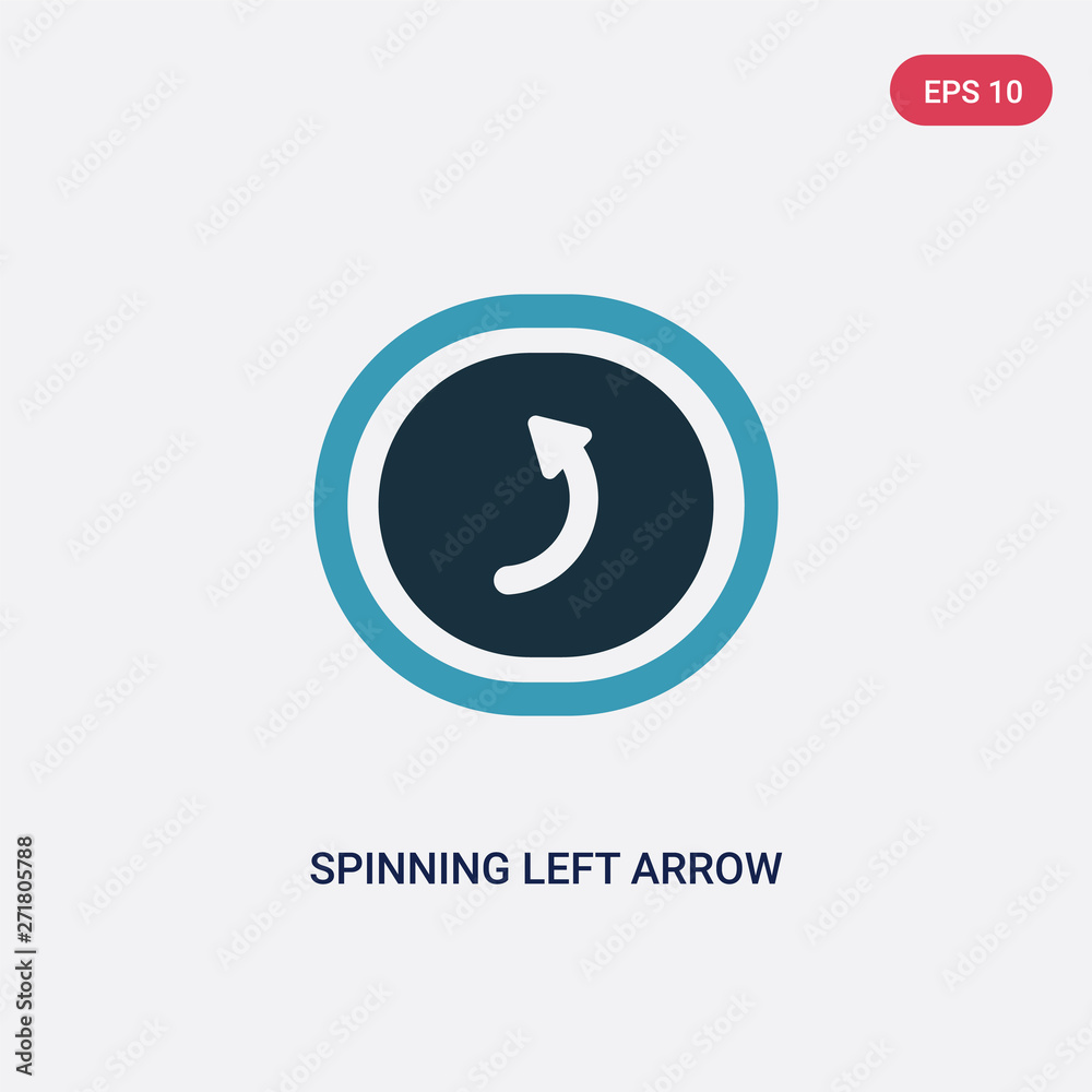 Poster two color spinning left arrow vector icon from user interface concept. isolated blue spinning left a