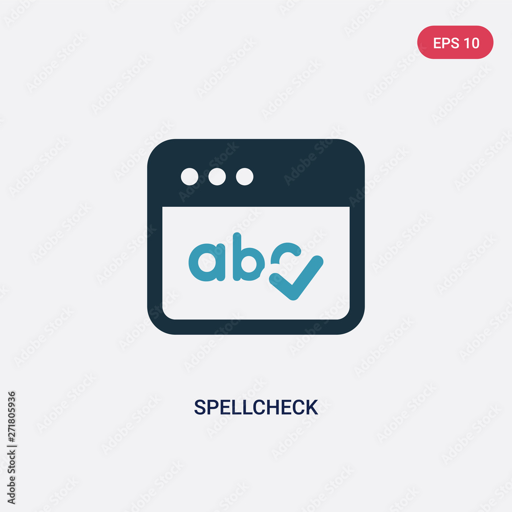 Poster two color spellcheck vector icon from user interface concept. isolated blue spellcheck vector sign s