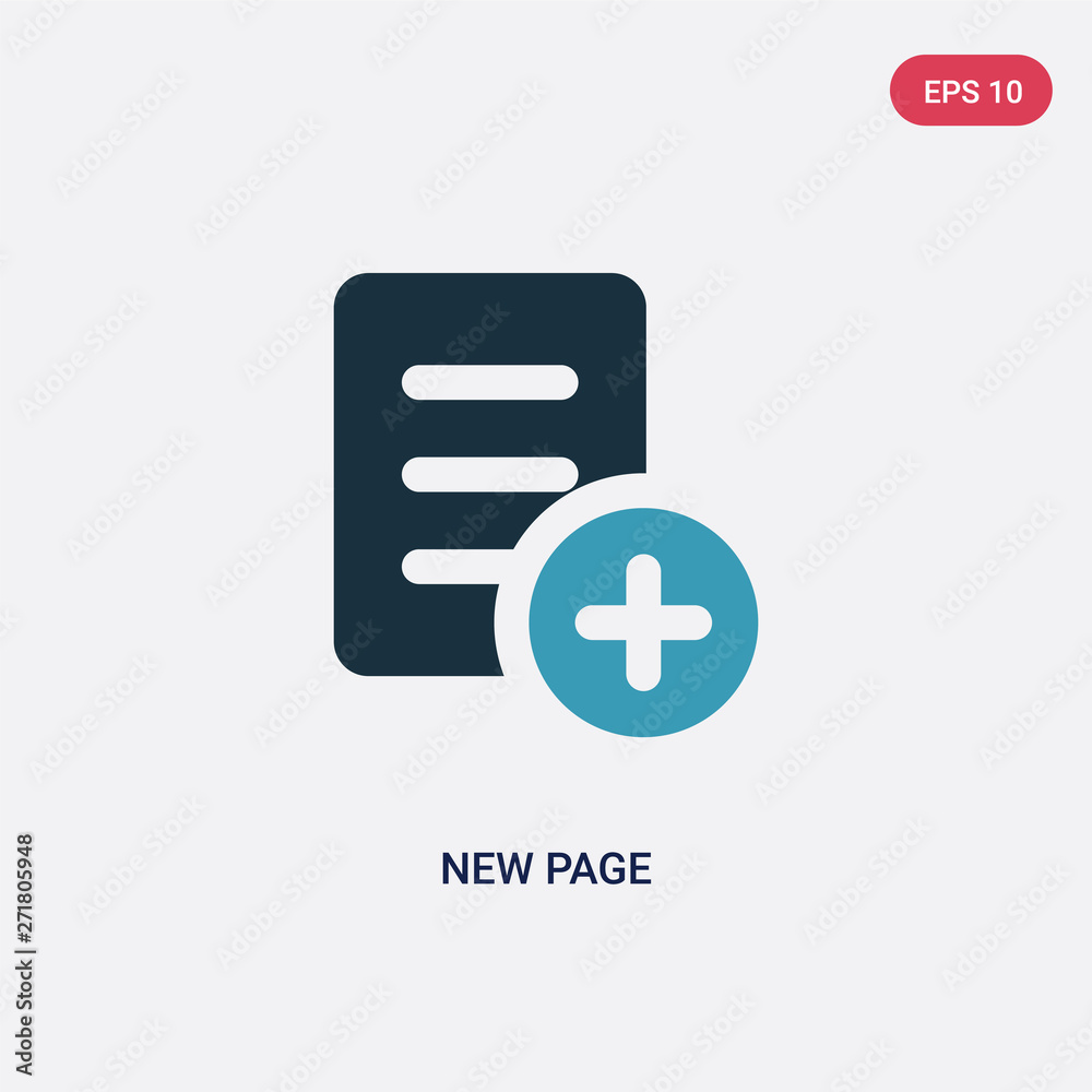 Poster two color new page vector icon from user interface concept. isolated blue new page vector sign symbo
