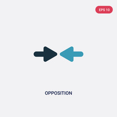 two color opposition vector icon from user interface concept. isolated blue opposition vector sign symbol can be use for web, mobile and logo. eps 10