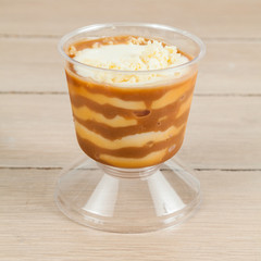 tasty dessert made with milk, arequipe and cheese - panna cotta