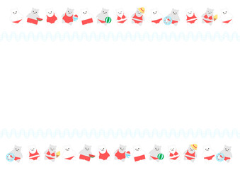 シロクマ模様のフレームイラスト: 夏イメージ