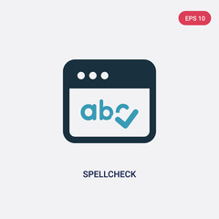 two color spellcheck vector icon from user interface concept. isolated blue spellcheck vector sign symbol can be use for web, mobile and logo. eps 10