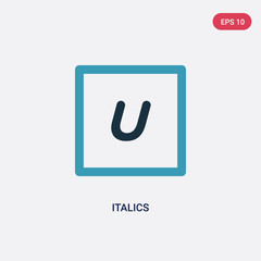 two color italics vector icon from user interface concept. isolated blue italics vector sign symbol can be use for web, mobile and logo. eps 10
