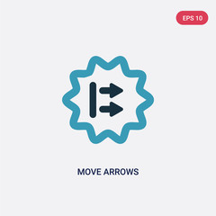 two color move arrows vector icon from user interface concept. isolated blue move arrows vector sign symbol can be use for web, mobile and logo. eps 10