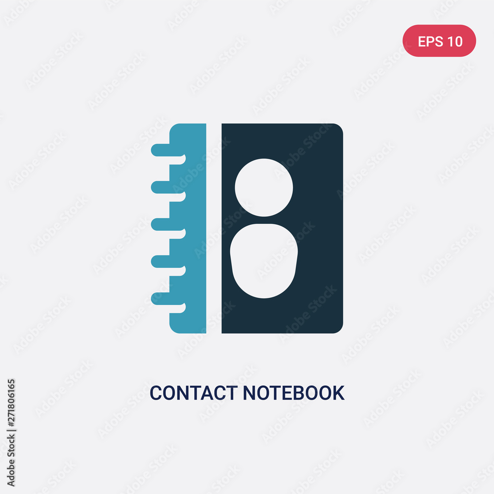 Poster two color contact notebook vector icon from user interface concept. isolated blue contact notebook v