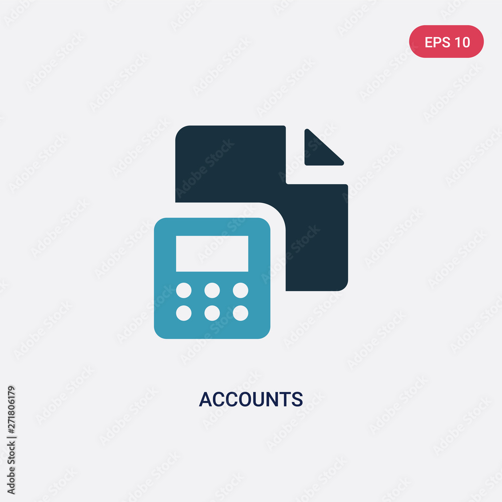 Poster two color accounts vector icon from user interface concept. isolated blue accounts vector sign symbo