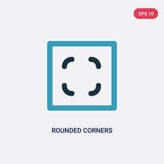 two color rounded corners square vector icon from user interface concept. isolated blue rounded corners square vector sign symbol can be use for web, mobile and logo. eps 10