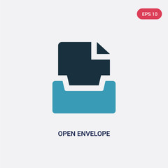 two color open envelope vector icon from user interface concept. isolated blue open envelope vector sign symbol can be use for web, mobile and logo. eps 10