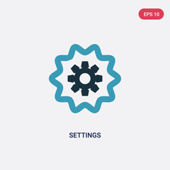 two color settings vector icon from user interface concept. isolated blue settings vector sign symbol can be use for web, mobile and logo. eps 10