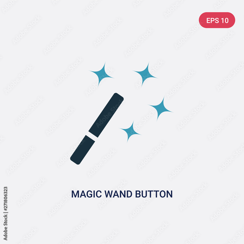 Poster two color magic wand button vector icon from user interface concept. isolated blue magic wand button
