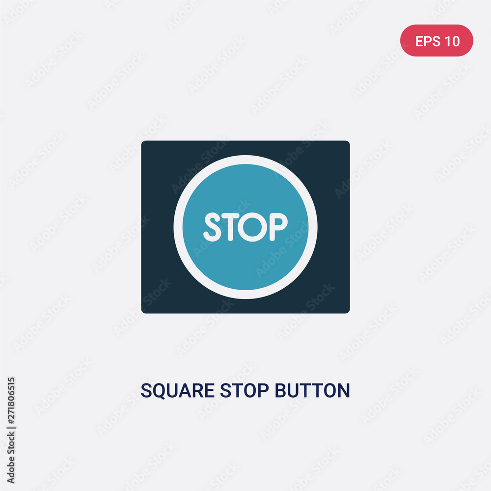 Poster two color square stop button vector icon from user interface concept. isolated blue square stop butt