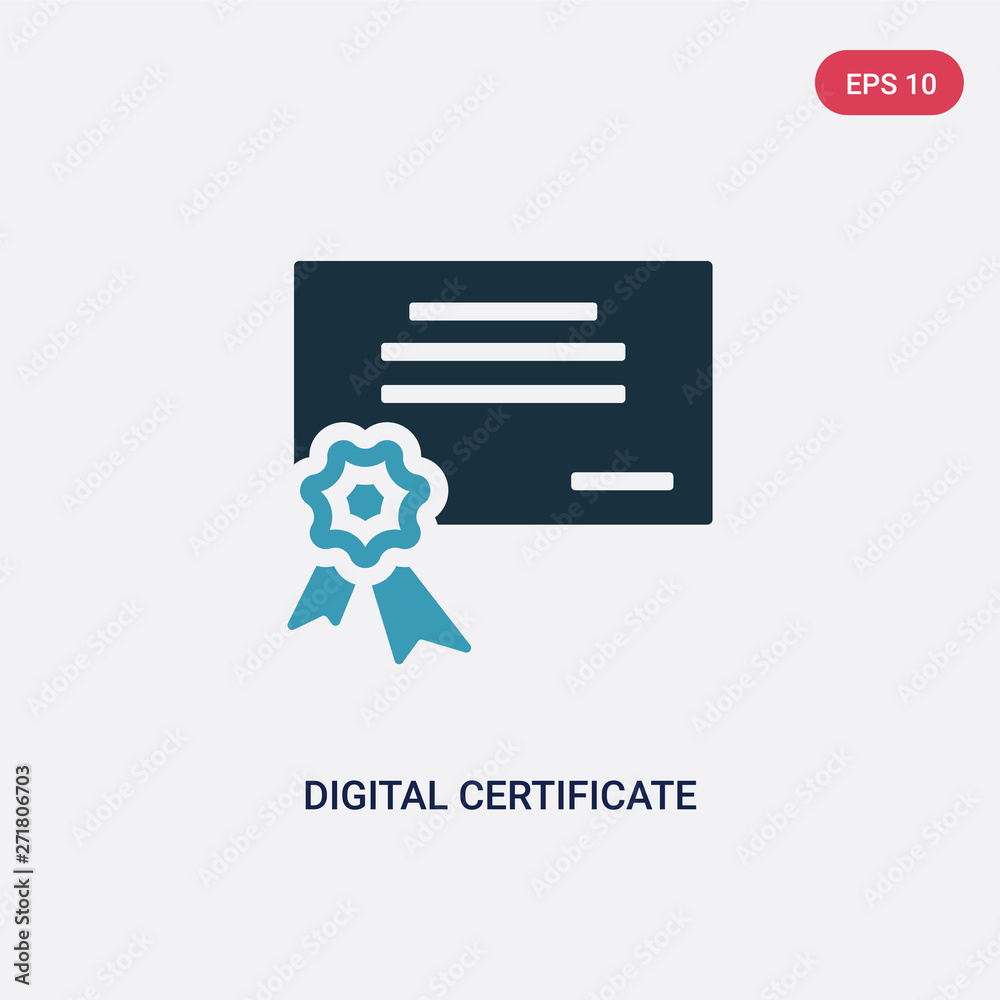 Poster two color digital certificate vector icon from user interface concept. isolated blue digital certifi