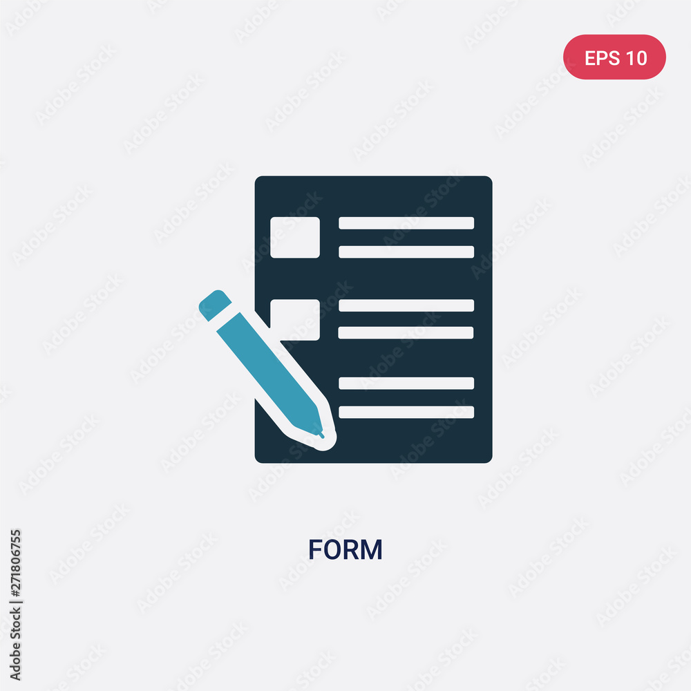 Poster two color form vector icon from user interface concept. isolated blue form vector sign symbol can be