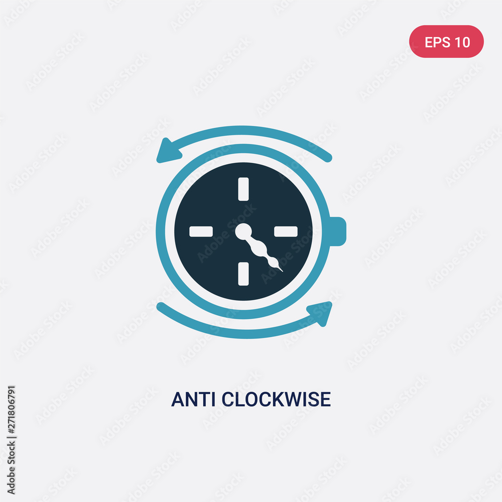 Poster two color anti clockwise vector icon from user interface concept. isolated blue anti clockwise vecto