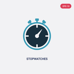 two color stopwatches vector icon from user interface concept. isolated blue stopwatches vector sign symbol can be use for web, mobile and logo. eps 10