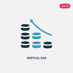two color vertical bar vector icon from user interface concept. isolated blue vertical bar vector sign symbol can be use for web, mobile and logo. eps 10