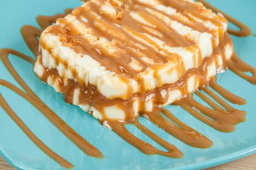 tasty dessert made with milk, arequipe and cheese - panna cotta