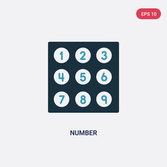 two color number vector icon from user interface concept. isolated blue number vector sign symbol can be use for web, mobile and logo. eps 10