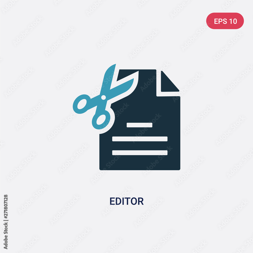 Poster two color editor vector icon from user interface concept. isolated blue editor vector sign symbol ca