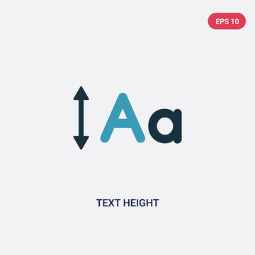 two color text height vector icon from user interface concept. isolated blue text height vector sign symbol can be use for web, mobile and logo. eps 10