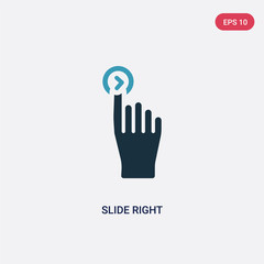two color slide right vector icon from user interface concept. isolated blue slide right vector sign symbol can be use for web, mobile and logo. eps 10