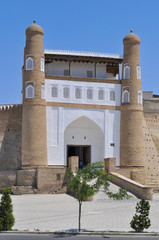 Fototapeta na wymiar Entrance to the ancient citadel in Bukhara 
