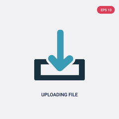 two color uploading file vector icon from user interface concept. isolated blue uploading file vector sign symbol can be use for web, mobile and logo. eps 10