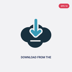 two color download from the cloud vector icon from user interface concept. isolated blue download from the cloud vector sign symbol can be use for web, mobile and logo. eps 10