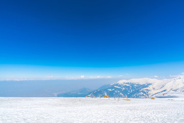 Beautiful  snow covered mountains landscape Kashmir state, India .