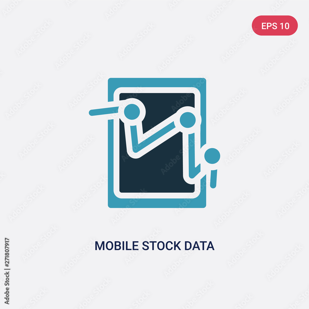 Poster two color mobile stock data analysis vector icon from user interface concept. isolated blue mobile s