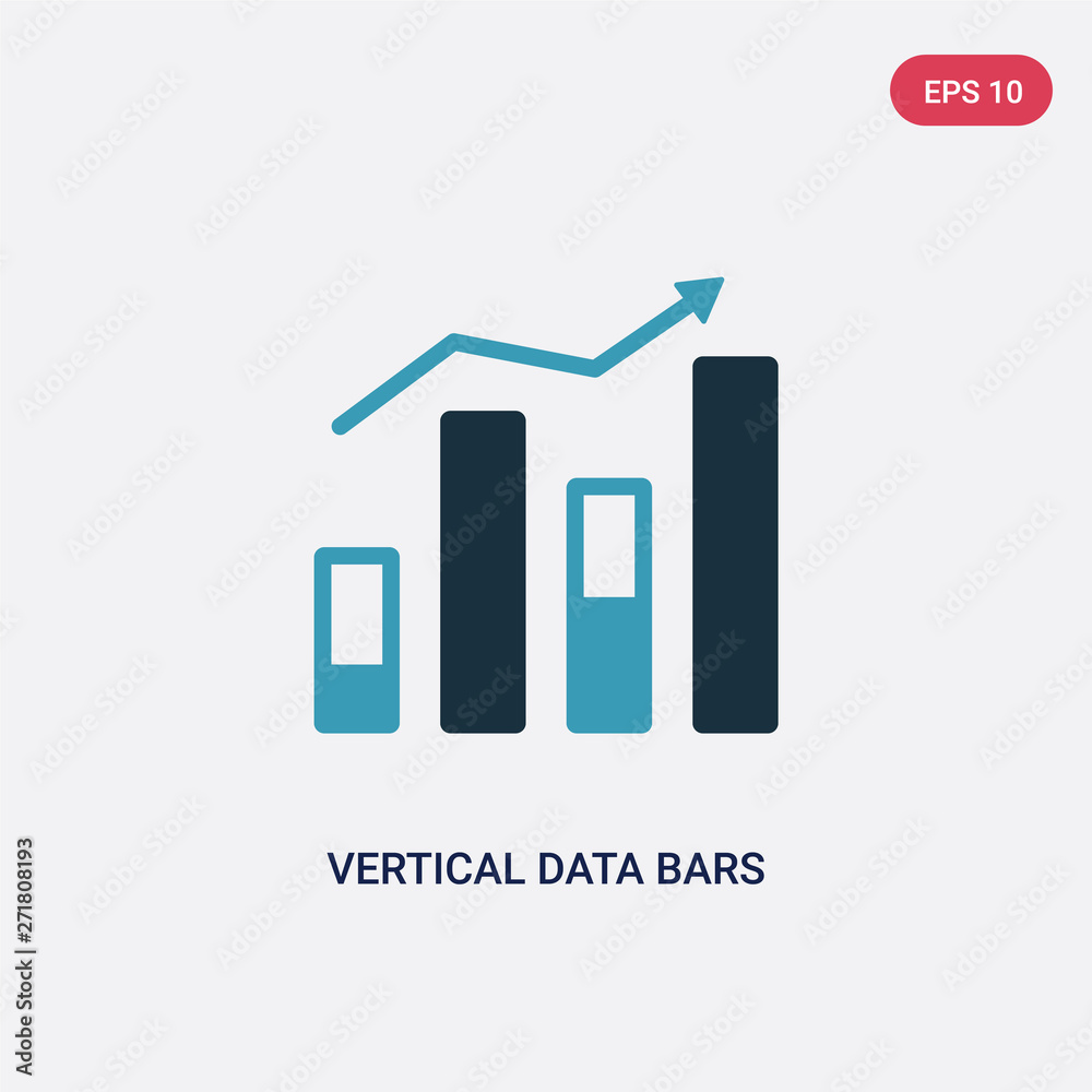 Poster two color vertical data bars vector icon from user interface concept. isolated blue vertical data ba