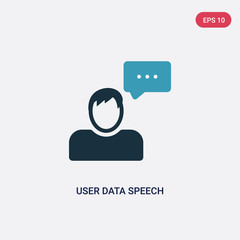 two color user data speech interface vector icon from user interface concept. isolated blue user data speech interface vector sign symbol can be use for web, mobile and logo. eps 10
