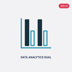 two color data analytics dual bars vector icon from user interface concept. isolated blue data analytics dual bars vector sign symbol can be use for web, mobile and logo. eps 10