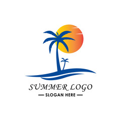 Obraz premium Summer Beach Holiday logo design 