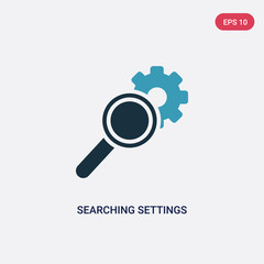 two color searching settings interface vector icon from user interface concept. isolated blue searching settings interface vector sign symbol can be use for web, mobile and logo. eps 10