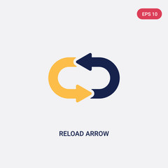 two color reload arrow vector icon from ultimate glyphicons concept. isolated blue reload arrow vector sign symbol can be use for web, mobile and logo. eps 10