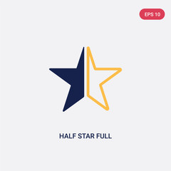 two color half star full vector icon from ultimate glyphicons concept. isolated blue half star full vector sign symbol can be use for web, mobile and logo. eps 10
