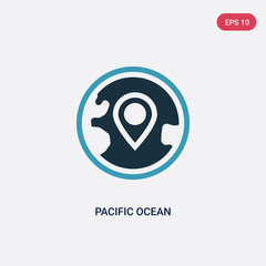 two color pacific ocean vector icon from united states of america concept. isolated blue pacific ocean vector sign symbol can be use for web, mobile and logo. eps 10