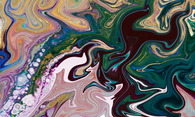 Marble abstract acrylic background. Marbling artwork texture. Agate ripple pattern. Gold powder.