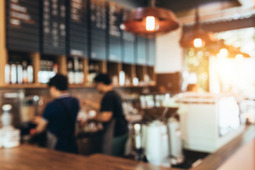 Blurred background made with Vintage Tones,Coffee shop blur background with Coffee Shop Bar Counter Cafe Restaurant Relaxation Concept.
