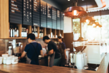 Blurred background made with Vintage Tones,Coffee shop blur background with Coffee Shop Bar Counter...