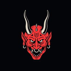 DEVIL HEAD WITH SMILE COLOR NAVY BACKGROUND