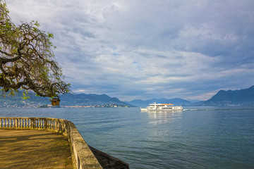 Fototapeta premium Stresa embankment Lago Maggiore lake landscape, Italy, Lombardy