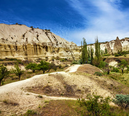 Cappadocia, Anatolia, Turkey. Volcanic mountains in Goreme national park.